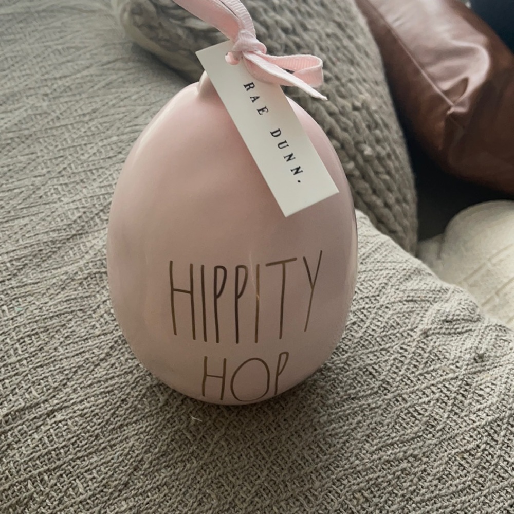 Rae Dunn Easter Egg Dimpled Hippity Hop Gold Letters